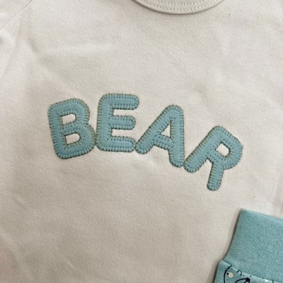 Conj. de Malha 3 peças - Bear com Estrelinhas - Verde Menta e Gelo